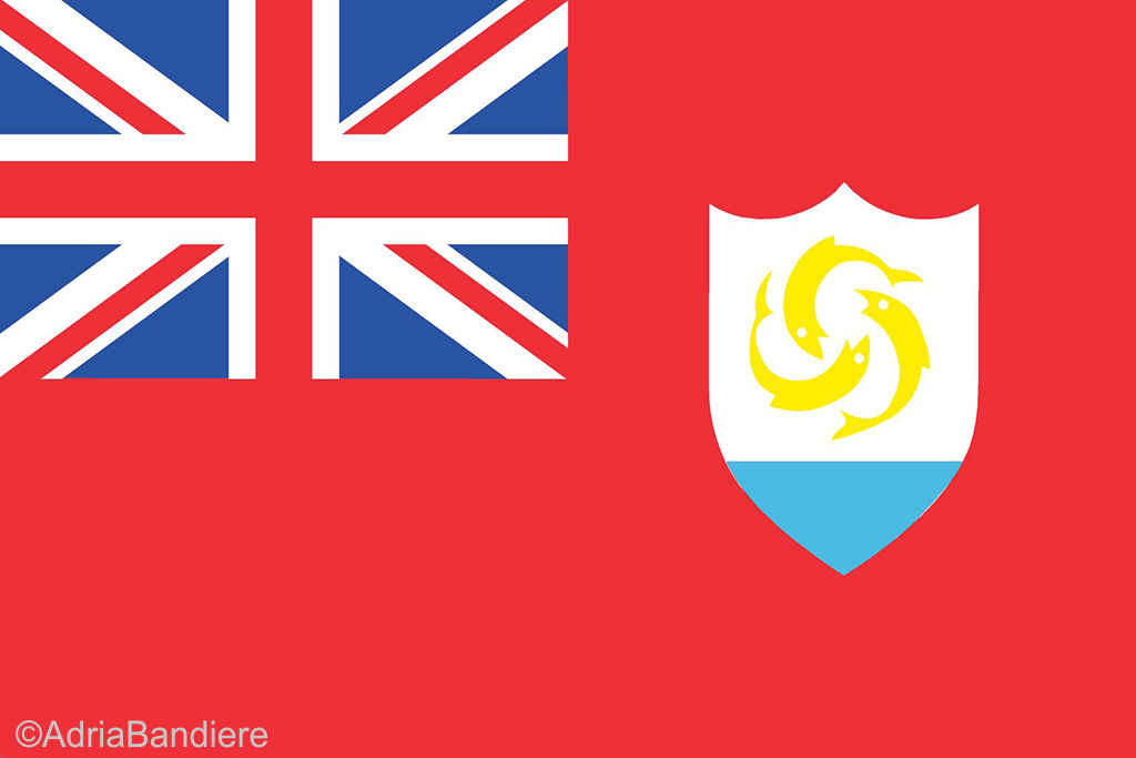 [A00298] Pavillon. 70x100 Etamine Anguilla (Fond rouge) (6)